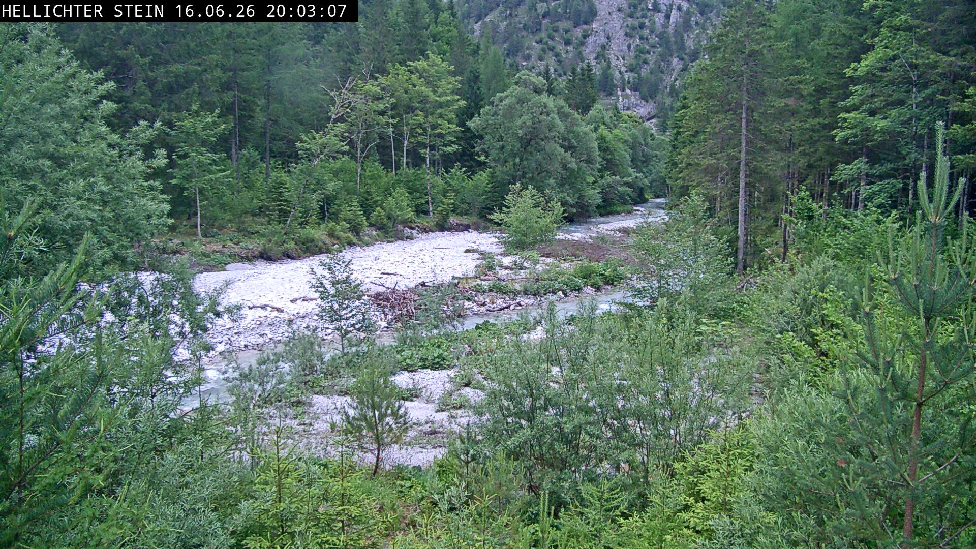 View of Johnsbach: Official Gesäuse National Park webcam image from Hellichter Stein.