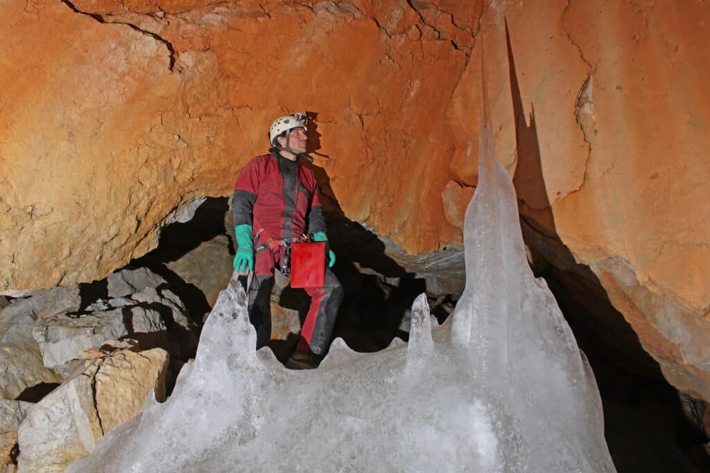 Speleologists in the Hollinger Ice Cave